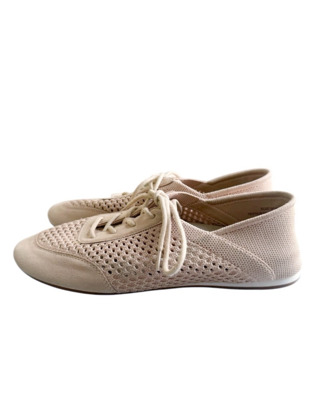Women's Knit Lace-Up Sneakers in Nude - Picture 7 of 10